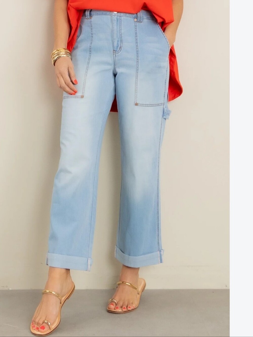 Tribal-NWT Audrey The Cutest Capri Girlfriend Palazzo Denim Shorts Sz.4 Midrise